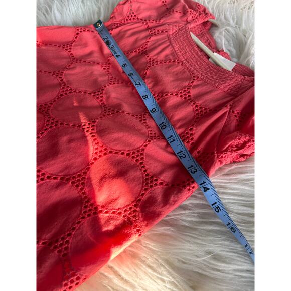 Mini Boden Girls Eyelet Circle Tunic Dress Cap Sleeve Coral Berry Red Size 7-8Y - Picture 11 of 11